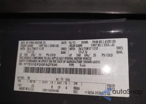 2016 Ford F-150 Xl z USA, uszkodzony, nr VIN 1FTEX1EP2GFA27530